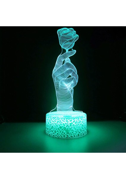 3D Gül Çiçek Gece Lambası LED Lamba Illusion 7 Renk Değiştirme Dokunmatik Anahtar Masa Masa Dekorasyon Lambaları Doğum Günü Hediyesi Akrilik Taban USB Kablosu Oyuncak (Yurt Dışından)