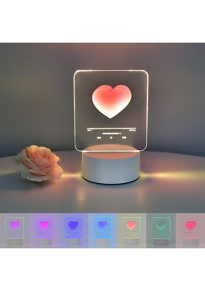 3D Masa Lambası Yaratıcı LED Gece Lambası, Çocuk Odası Atmosfer Işığı, USB Powered 7 Renk Ev Dekorasyon Işıkları Erkekler ve Kızlar Için Sevgililer Günü Hediyeleri (Çift Aşk) (Yurt Dışından)