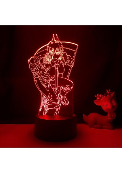 Anime 3D Lamba Testere Adam Yatak Odası Dekoru Için Gece Lambası Çocuklar Için Doğum Günü Hediyesi Manga Gadget Testere Adam LED Gece Lambası Başucu (Yurt Dışından)