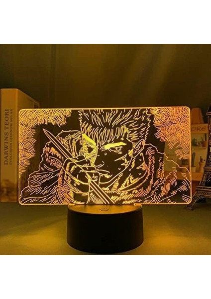 Berserk Guts Anime 3D Erkek Için Gece Lambası 16 Renk Kız Odası Dekoru Illusion LED Lamba USB Manga Berserk Guts Şekil Uygun Çocuk Hayranları Yılbaşı Hediyeleri (Berserk Guts4) (Yurt Dışından)