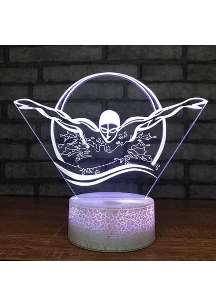 Lamba 3D LED Insanlar Yüzme Gece Lambası, Komidin 16 Renk Değiştirme Atmosfer Lambası Çocuklar Için USB Kablosu ile Yatak Odası Dekorasyonu Noel Doğum Günü Hediyesi (Yurt Dışından)