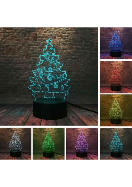 Çocuklar Için 3D Gece Lambası, 3D Yılbaşı Ağacı Desenli Illüzyon Gece Lambası, Zamanlamalı Uzaktan Kumandalı Dekor Lambası Yeni Yıl Tatili Çocuklar Için Noel Doğum Günü Hediyeleri (Yurt Dışından)