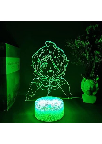 Wonder Egg Öncelikli Anime 3D Erkek Için Gece Lambası 16 Renk Kız Odası Dekoru Illusion LED Lamba USB Manga Ai Ohto Şekil Uygun Çocuklar Hayranlar Noel Hediyeleri (Lav Lambası) (Yurt Dışından)