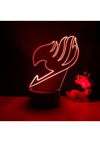 Peri Kuyruk 3D Gece Işıkları Görsel Yanılsama LED Değişen Yenilik Işık Lambası Peri Kuyruk Sembolü Yaratıcı LED Masa Lambası (Yurt Dışından)