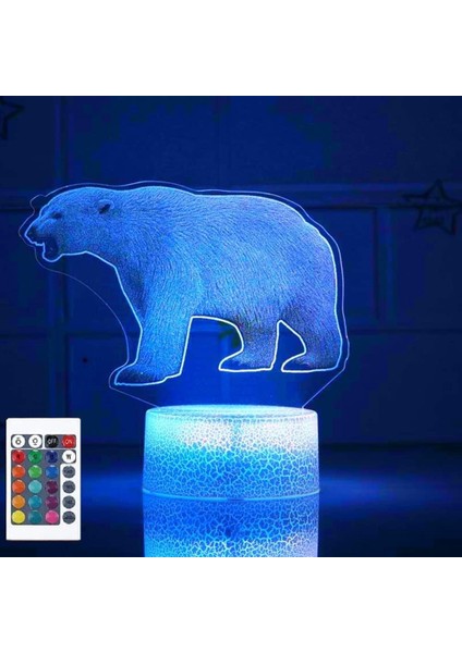 3D Yaratıcı Kutup Ayısı Uzaktan Kumanda 16 Renk Gece Işıkları Illusion Akrilik LED Masa Başucu Lambası Çocuk Yatak Odası Masa Dekor Çocuklar Için Doğum Günü Noel Hediyesi Oyuncak (Yurt Dışından)