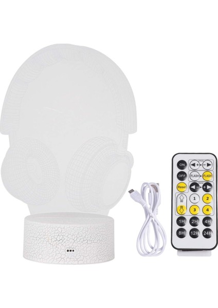 3D Kulaklık Gece Işığı, LED 7 Renk Masaüstü Işığı Doğum Günü Noel Sevgililer Günü Için Dekoratif Lamba (Çatlak Taban, Dokunmatik Anahtar + Uzaktan Kumanda) (Yurt Dışından) fiyatları
