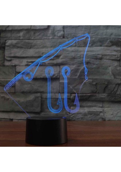Çocuklar Için LED Gece Lambası, 3D Illusion Lambası Balık Tutma Kancası Kısılabilir LED Nightlight Başucu Lambası 16 Renk Değiştiren, Uzaktan Kumandalı, Çocuklar Için Kız Erkek Doğ (Yurt Dışından)