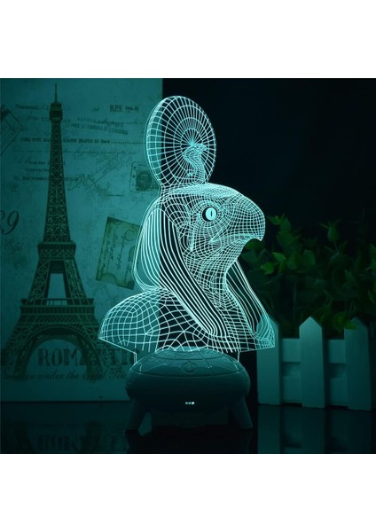 Mısır Horus Firavun Figürü 3D Illüzyon Lambası 3D Masa Masası, 16 Renk Değiştiren Akrilik LED Gece Lambası Çocuklar Doğum Günleri/tatiller/noel Hediyeleri Oyuncak (Yurt Dışından)