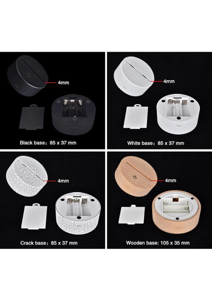 3D Optik Lamba Illüzyon Gece Lambası Yıldız Mood Işık 7 Renk Değiştiren Akrilik LED Gece Lambası USB Kabloları Yatak Odası Masa Dekorasyonu Çocuk Lambaları Kayın Taban: Renkli Doku (Yurt Dışından)