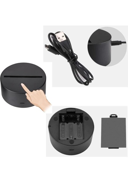 3D Optik Lamba Illüzyon Gece Lambası Yıldız Mood Işık 7 Renk Değiştiren Akrilik LED Gece Lambası USB Kabloları Yatak Odası Masa Dekorasyonu Çocuk Lambaları Kayın Taban: Renkli Doku (Yurt Dışından)