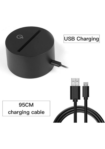 3D Optik Lamba Illüzyon Gece Lambası Yıldız Mood Işık 7 Renk Değiştiren Akrilik LED Gece Lambası USB Kabloları Yatak Odası Masa Dekorasyonu Çocuk Lambaları Kayın Taban: Renkli Doku (Yurt Dışından)