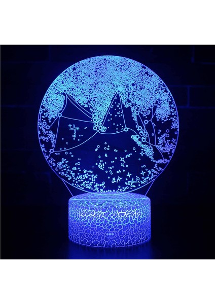 3D Optik Lamba Illüzyon Gece Lambası Yıldız Mood Işık 7 Renk Değiştiren Akrilik LED Gece Lambası USB Kabloları Yatak Odası Masa Dekorasyonu Çocuk Lambaları Kayın Taban: Renkli Doku (Yurt Dışından)