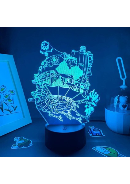 Hayranları Için Anime Hareketli Castleeed 3D Gece Lambası 16 Renk Dekor Illusion Uzaktan Kumandalı LED Lamba, Manga Figürü Noel Hediyesi Oyuncaklar Çocuklar / Erkekler (Siyah Lamba (Yurt Dışından)