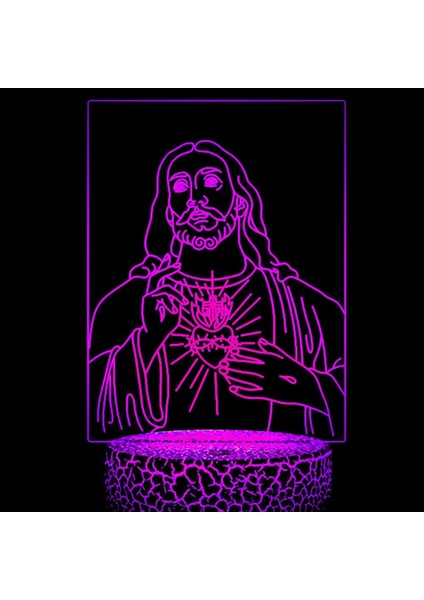 3D Isa Haç Gece Lambası LED Lamba Illusion 7 Renk Değiştirme Dokunmatik Anahtarı Masa Masa Dekorasyon Lambaları Doğum Günü Hediyesi Akrilik Taban USB Kablosu Oyuncak (Yurt Dışından) fiyatları
