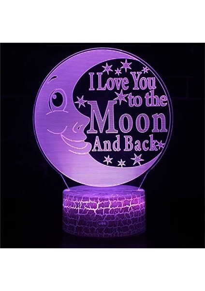 LED Gece Lambası 3D Gece Lambası Ay Lambası Akülü Stand Yıldızlı Lamba Yatak Odası Dekoru Gece Işıkları Çocuklara Hediye Ay Işığı (Siyah Taban 7 Renk, Ay-2) (Yurt Dışından)