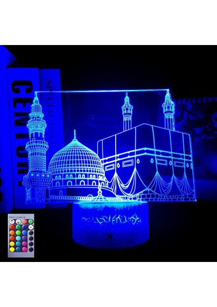 3D Müslüman Allah Islam LED Gece Işığı Lambası Illusion Gece Lambası 16 Renk Değiştirme Masa Masası Dekorasyon Lambaları Hediye Akrilik Düz Abs Taban USB Kablosu Oyuncak (Yurt Dışından)