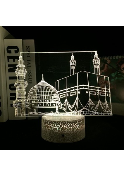 3D Müslüman Allah Islam LED Gece Işığı Lambası Illusion Gece Lambası 16 Renk Değiştirme Masa Masası Dekorasyon Lambaları Hediye Akrilik Düz Abs Taban USB Kablosu Oyuncak (Yurt Dışından)