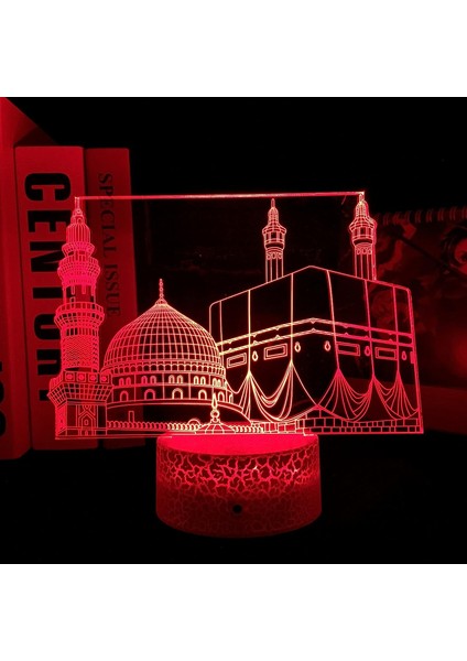 3D Müslüman Allah Islam LED Gece Işığı Lambası Illusion Gece Lambası 16 Renk Değiştirme Masa Masası Dekorasyon Lambaları Hediye Akrilik Düz Abs Taban USB Kablosu Oyuncak (Yurt Dışından)