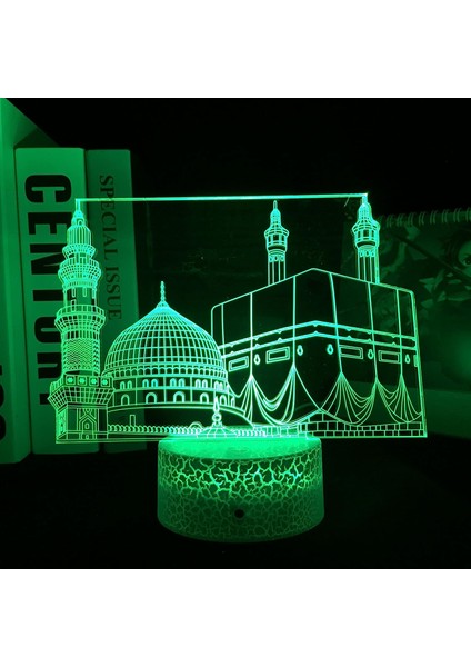3D Müslüman Allah Islam LED Gece Işığı Lambası Illusion Gece Lambası 16 Renk Değiştirme Masa Masası Dekorasyon Lambaları Hediye Akrilik Düz Abs Taban USB Kablosu Oyuncak (Yurt Dışından)