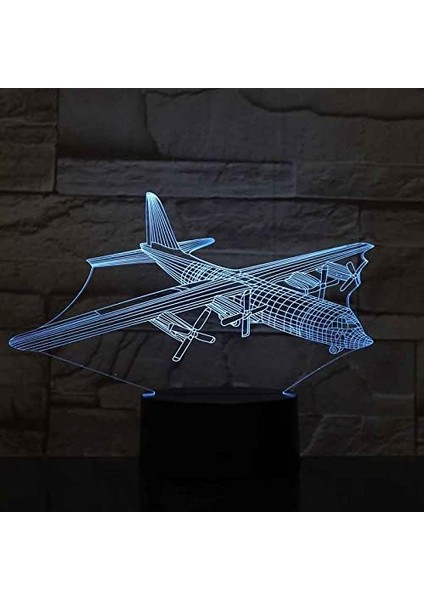 Noel Lambaları 3D Illusion Optik Gece Lambası Uçak, LED Masa Lambası ile Aydınlatma Gece Lambası 16 Renk Dokunsal Kontrol Lambası Başucu Dekorasyonu (Yurt Dışından)
