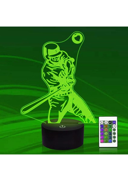 3D Beyzbol Oyuncusu Gece Lambası Illusion Gece Lambası 16 Renk Değiştirme Masa Masa Dekorasyon Lambaları Hediye Akrilik Düz Abs Taban USB Kablosu Oyuncak (Yurt Dışından)