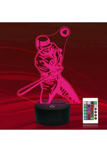 3D Beyzbol Oyuncusu Gece Lambası Illusion Gece Lambası 16 Renk Değiştirme Masa Masa Dekorasyon Lambaları Hediye Akrilik Düz Abs Taban USB Kablosu Oyuncak (Yurt Dışından) modelleri