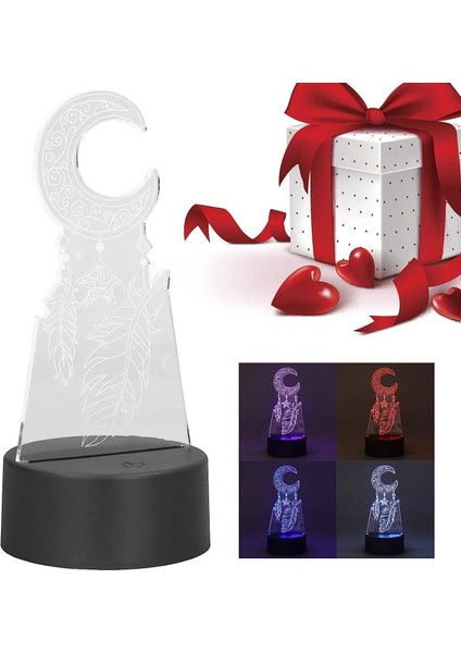 LED Gece Lambası, Akrilik Ay Rüzgar Çanı USB Powered Çevre Dostu 7 Renkli 3D Işık Festivali Için Yatak Odası Için (Yurt Dışından) modelleri