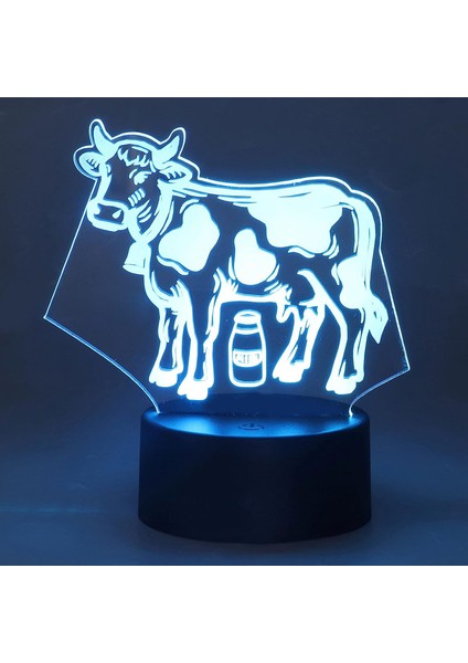 3D Masa Lambası Süt Sığırları, Uzaktan Kumandalı LED Akrilik Optik Gece Lambası 7 Renkli LED Gece Lambası Akrilik Dokunmatik Anahtar USB Powered Çocuklar Için 3D Dekoratif Lamba Er (Yurt Dışından)