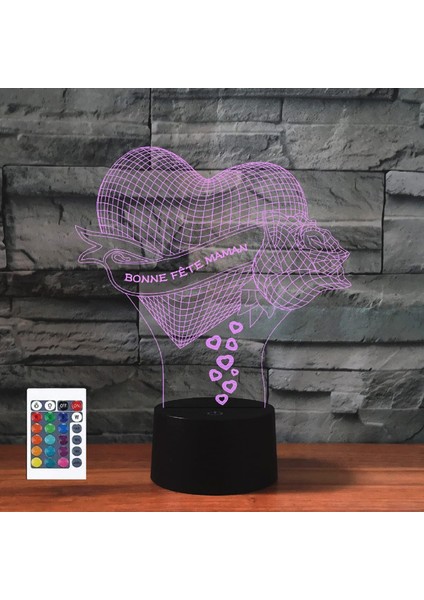 3D Aşk Gül Sevgililer Günü Uzaktan Kumanda 16 Renk Gece Işıkları Illusion Akrilik LED Doğum Günü Hediyeleri (Yurt Dışından)