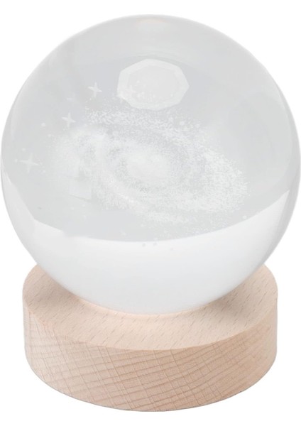 Kristal Top Gece Lambası, Kablolu Düğme Anahtarı Yuvarlak 3D Ev Hediyeleri Için Tabanlı Dekoratif Kristal Top (Beyaz) (Yurt Dışından)