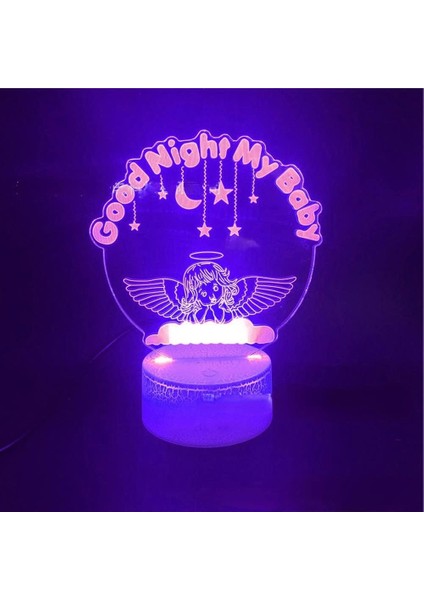 3D Melek Kanadı Gece Işığı Lambası Illusion Gece Lambası 16 Renk Değiştiren Masa Masa Dekorasyon Lambaları Akrilik Düz Abs Taban USB Kablosu Oyuncak ile Hediye (Yurt Dışından) fırsatları