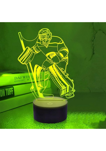 3D Buz Hokeyi Oyuncusu Gece Işığı Lambası Illusion Gece Lambası 7 Renk Değiştirme Dokunmatik Anahtar Masa Masası Dekorasyon Lambaları Hediye Akrilik Düz Abs Taban USB Kablosu Oyunc (Yurt Dışından)