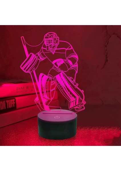 3D Buz Hokeyi Oyuncusu Gece Işığı Lambası Illusion Gece Lambası 7 Renk Değiştirme Dokunmatik Anahtar Masa Masası Dekorasyon Lambaları Hediye Akrilik Düz Abs Taban USB Kablosu Oyunc (Yurt Dışından) fiyatları