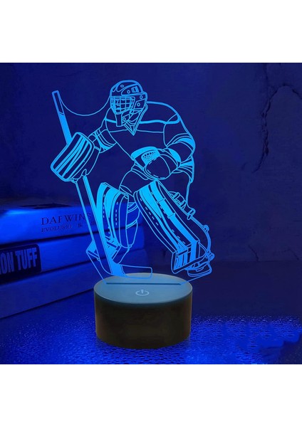 3D Buz Hokeyi Oyuncusu Gece Işığı Lambası Illusion Gece Lambası 7 Renk Değiştirme Dokunmatik Anahtar Masa Masası Dekorasyon Lambaları Hediye Akrilik Düz Abs Taban USB Kablosu Oyunc (Yurt Dışından) modelleri