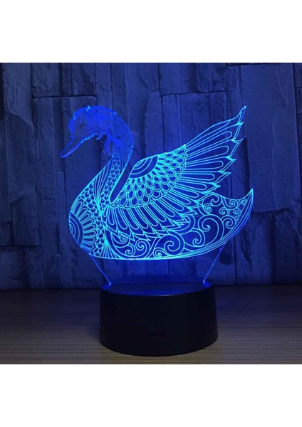 LED Gece Işıkları 3D Illusion Hayvan Kuğu Başucu Masa Lambası 16 Renk Değiştirme Uyku Aydınlatması ile Yetişkin Erkek Çocuk Oyuncakları Için Akıllı Dokunmatik Düğme Yaratıcı Dekora (Yurt Dışından)