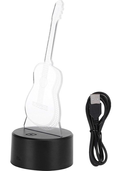 3D Gitar Gece Lambası Illusion LED Lamba, 7 Renk Gece Lambası Gitar Müzik Aşığı Için Hediyeler, Masaüstü Lambası Ev Dekorasyonu (Yurt Dışından)