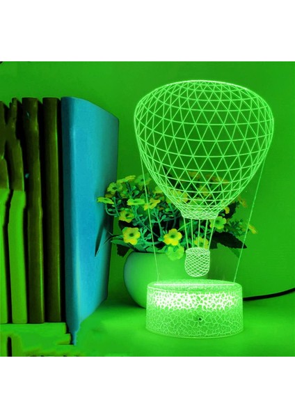 3D Sıcak Hava Balonu Gece Lambası LED Dekor Masa Danışma Optik Illüzyon Lambaları 16 Renk Değiştiren Işıklar LED Masa Lambası Noel Ev Aşk Doğum Günü Çocuk Çocuk Dekor Oyuncak Hediye (Yurt Dışından)