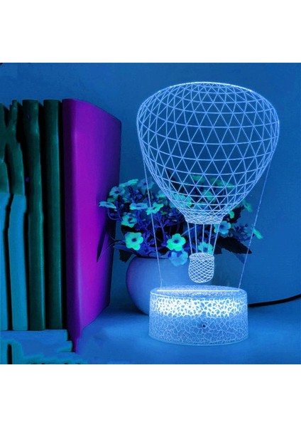 3D Sıcak Hava Balonu Gece Lambası LED Dekor Masa Danışma Optik Illüzyon Lambaları 16 Renk Değiştiren Işıklar LED Masa Lambası Noel Ev Aşk Doğum Günü Çocuk Çocuk Dekor Oyuncak Hediye (Yurt Dışından)