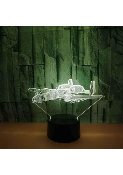 Çocuklar Için Uçak Lambası 3D Gece Lambası, 16 Renk Değişimli ve Uzaktan Kumandalı 3D Illüzyon Lambası, Erkekler ve Kızlar Için Doğum Günü Hediyesi (Yurt Dışından)