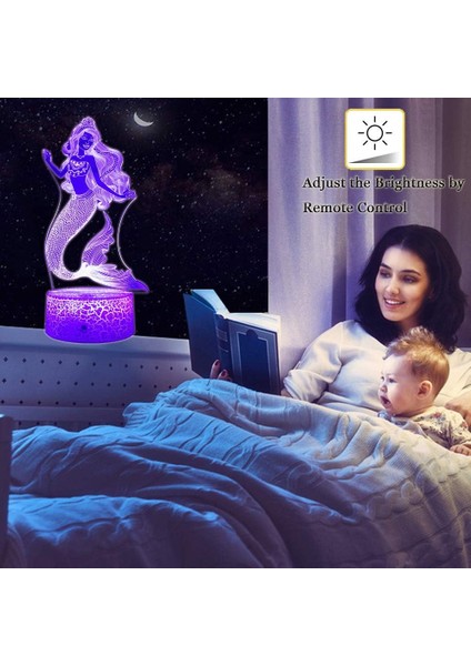 Akıllı Dokunmatik ve Uzaktan Kumandalı Çocuklar Için Deniz Kızı 3D Lamba Gece Lambası 7 Renk + 16 Renk Değiştirme Kısılabilir Denizkızı Hediyeleri Kız Çocuklar Için (Yurt Dışından) fırsatları