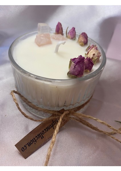 Dekoratif Ve Hediyelik Pembe Kuvars & Soya Mumu &100 Vegan