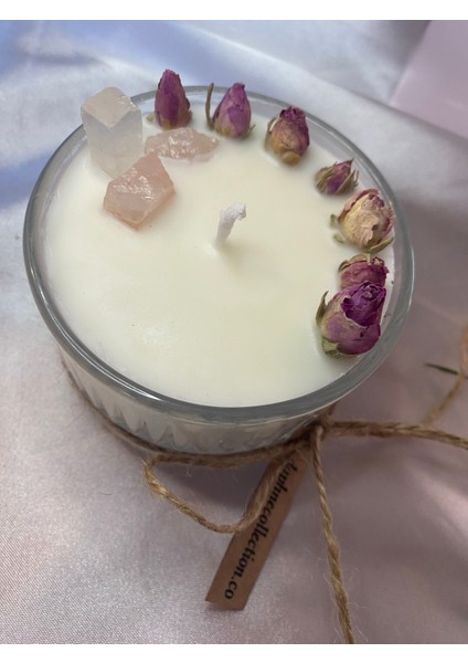 Dekoratif Ve Hediyelik Pembe Kuvars & Soya Mumu &100 Vegan fiyatları