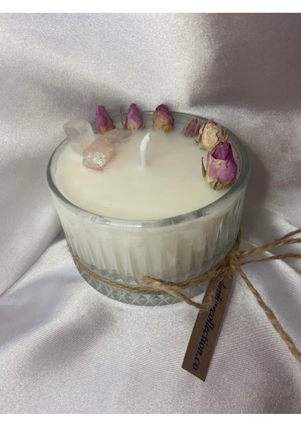 Dekoratif Ve Hediyelik Pembe Kuvars & Soya Mumu &100 Vegan modelleri