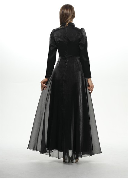 547 Önü Taş Detaylı Janjan Abiye - Siyah indirimleri