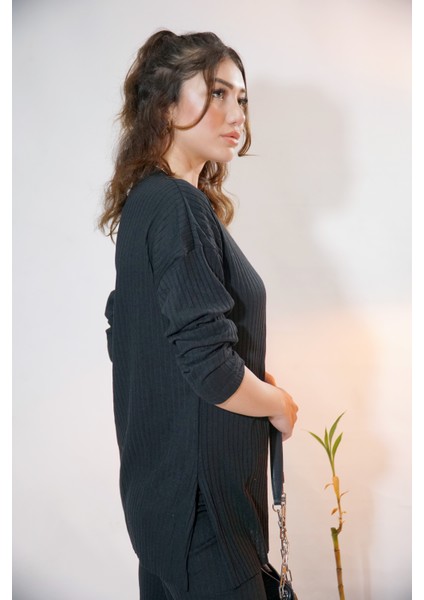 Kadın Pamuklu Eşofman Takımı Yandan Yırtmaçlı Fitilli Tesettür Takım fiyatları