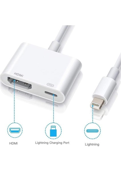 HDMI Lightning To Çevirici Dönüştürücü Kablo Adaptör