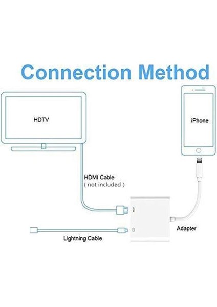 HDMI Lightning To Çevirici Dönüştürücü Kablo Adaptör