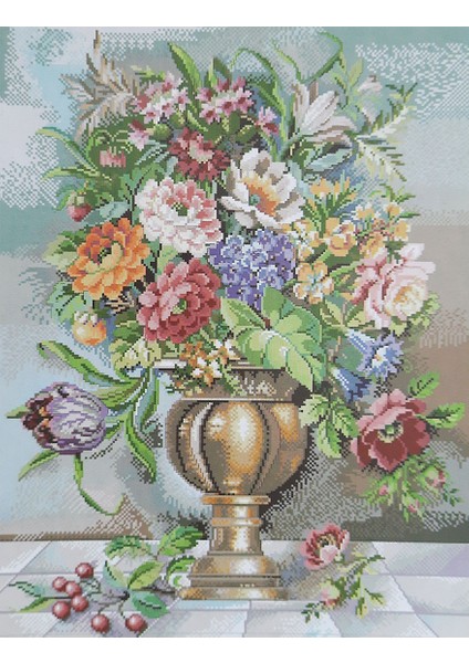 Goblen Etamin Işleme Seti 40X50 cm Vazodaki Çiçekler Deseni
