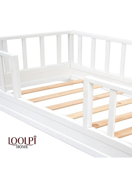 Loolpi Home Unisex Bebek ve Çocuk Karyolası Doğal Ahşap Yatak