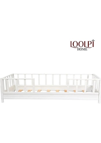 Loolpi Home Unisex Bebek ve Çocuk Karyolası Doğal Ahşap Yatak